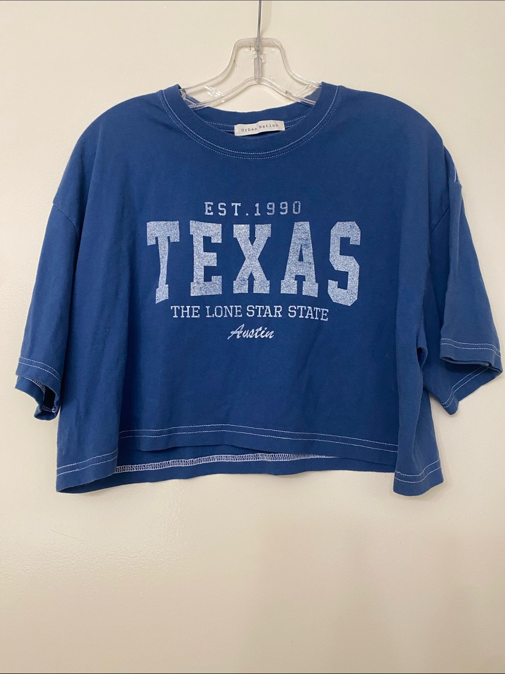 Blue Texas Boxy Crop Tee